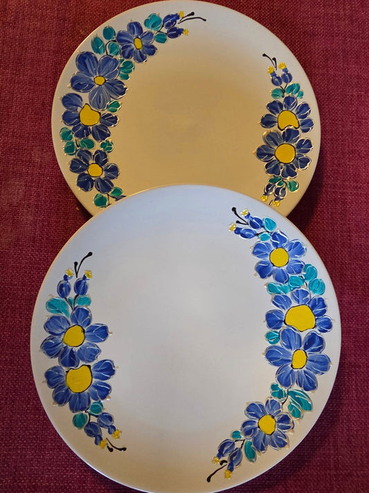 Komplet 2 kubki i 2 talerzyki – ręcznie malowana porcelana