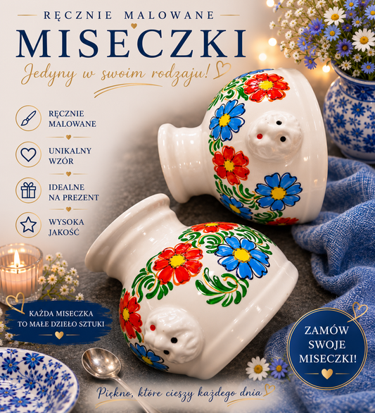 Komplet 4 miseczek – ręcznie malowana porcelana